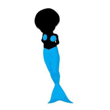 小美人魚插畫剪影
