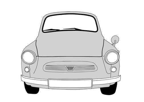 復(fù)古汽車(chē)白色背景；插圖