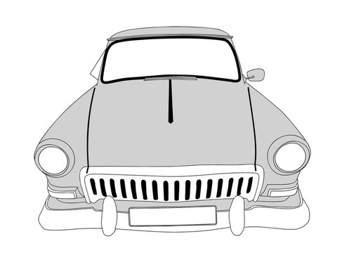 復(fù)古汽車白色背景；插圖