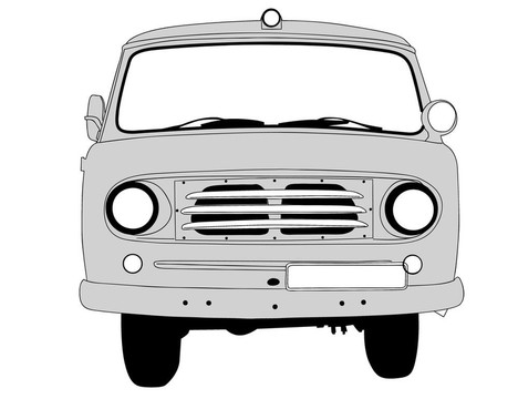 復(fù)古汽車白色背景；插圖
