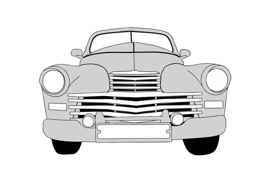 復(fù)古汽車白色背景；插圖