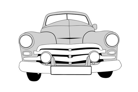 復古汽車白色背景；插圖