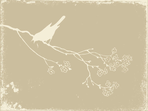 老紙上的鳥剪影；插圖