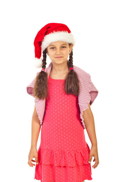 面帶微笑的女孩Santa帽子