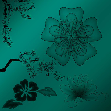 美麗的插圖花卉背景設計與梯度