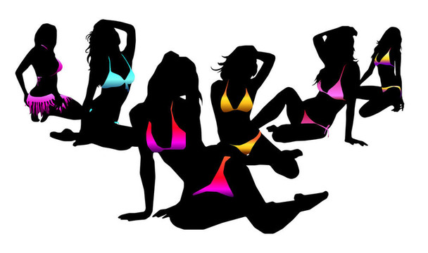 Bikini的女人剪影。EPS