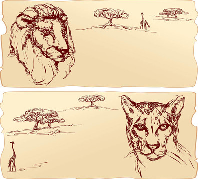 獅子和獵豹頭。