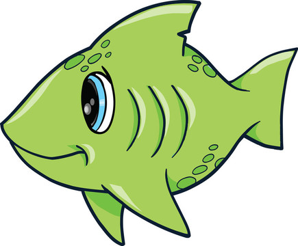 可愛綠鯊魚海洋圖