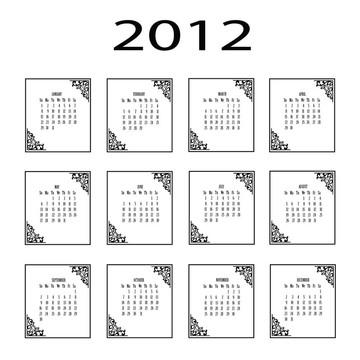 2012日歷模板