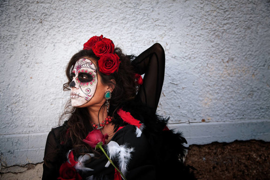 Dia de los Muertos夫人與玫瑰
