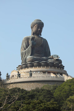 天壇里的巨型佛像。香港；中國