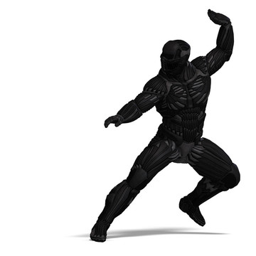 科幻小說中的男性角色。3D渲染與剪輯路徑和陰影超過白色