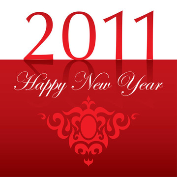 2011新年快樂的文字與ornam