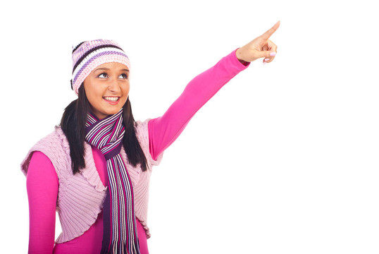 美女在冬天穿衣服的女孩