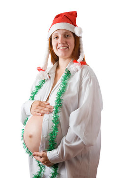孕婦在圣誕帽