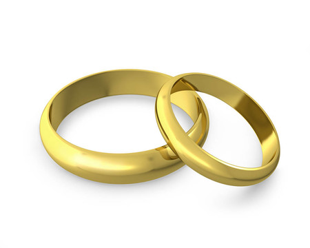 兩個金色的結(jié)婚戒指