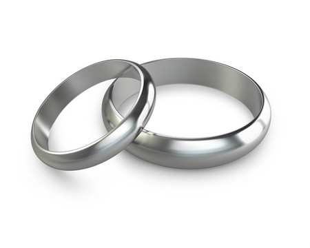 兩白金結(jié)婚戒指