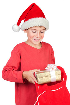可愛的孩子與Santa Hat