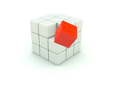 白色立方體上的3D立方體。紅色系列