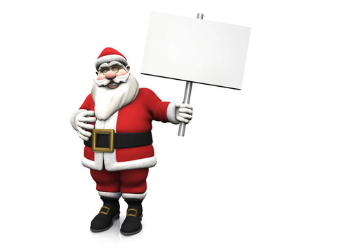 Cartoon Santa控股空白標(biāo)志。