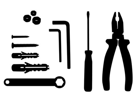 家用工具剪影插圖