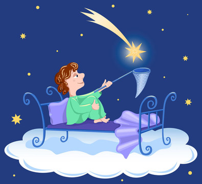 男孩抓住了星星。