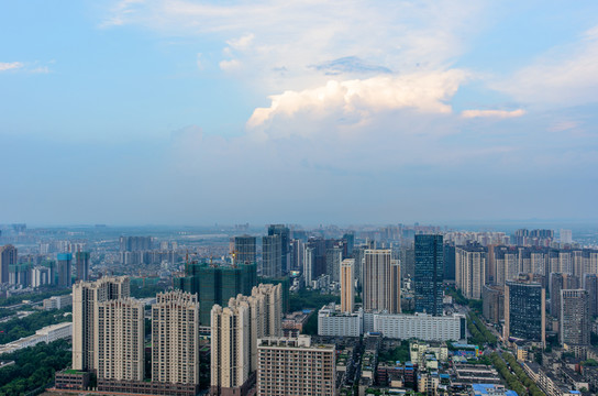俯瞰成都市中區(qū)城市樓群