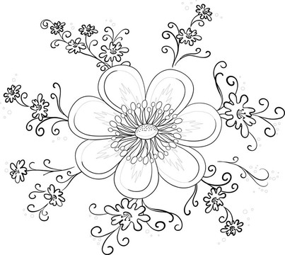 抽象花；輪廓