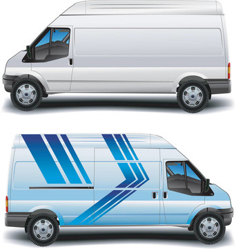 在藍色面包車