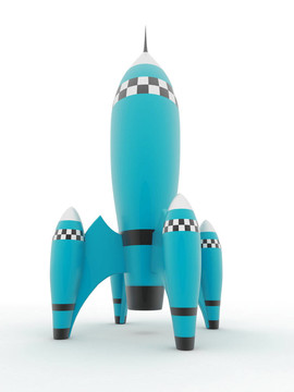 白隔離背景火箭模型