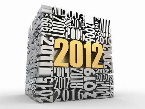 新年2012。由數(shù)字組成的立方體