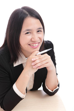 可愛的辦公室女士微笑