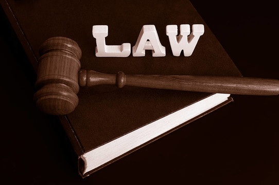 本法律書；槌和字母拼寫Law