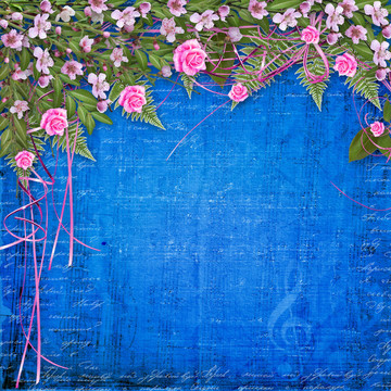 用花香花束書寫抽象背景