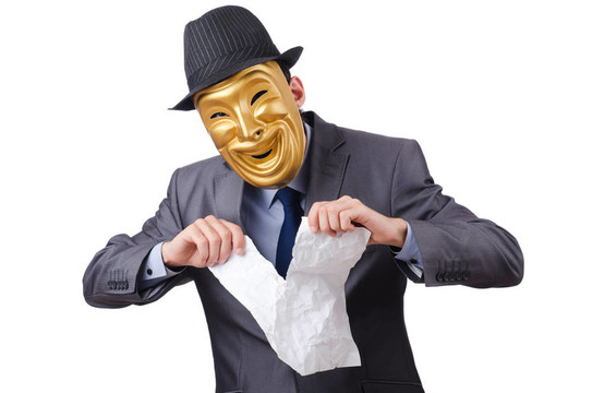 間諜概念與蒙面男子在白色