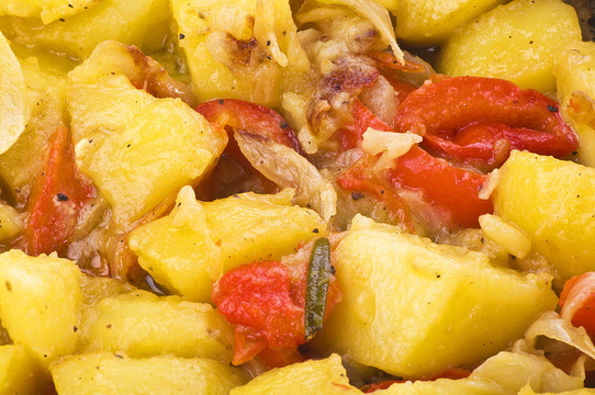 土豆和辣椒近距離