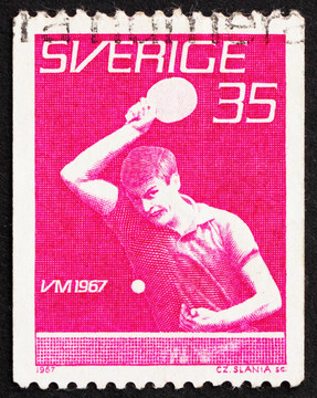 郵票瑞典1967人打乒乓球