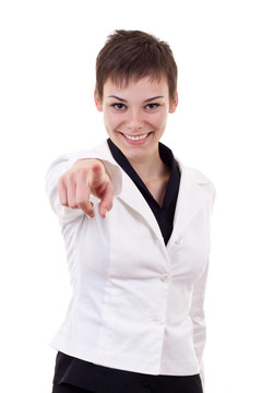 商業(yè)女人指著她的手指