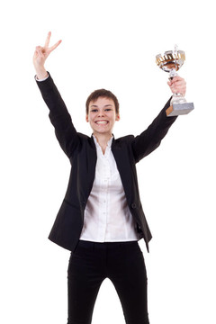 興奮的年輕企業(yè)女性獲勝