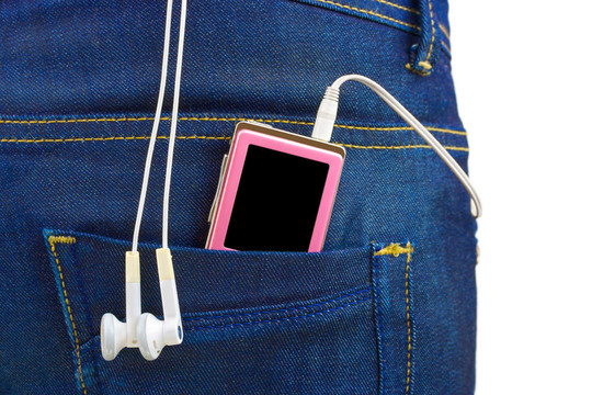 MP3播放器在牛仔褲的口袋里