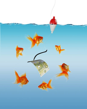 游泳金魚和金錢符號