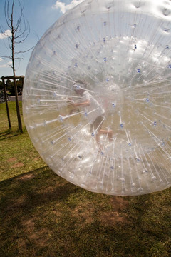 孩子在Zorbing Ball有很多好玩的