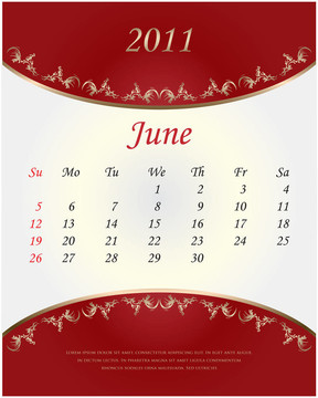 2011日歷-六月