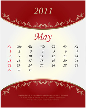 2011日歷- 5月