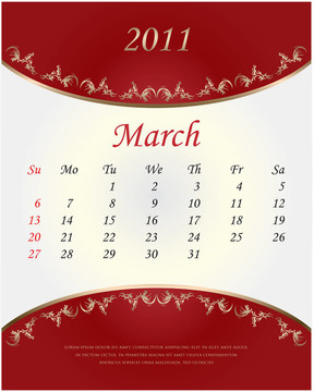 2011日歷- 3月
