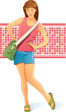 旅行袋的女孩