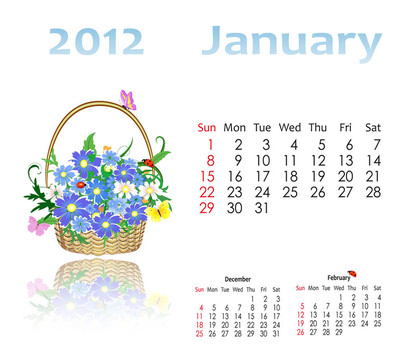 日歷2012與籃子
