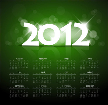 2012新年綠色日歷