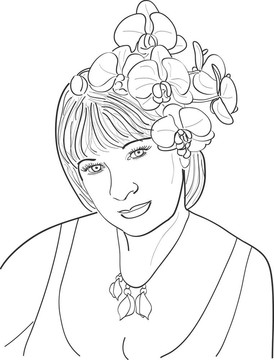 女人的臉和蘭花