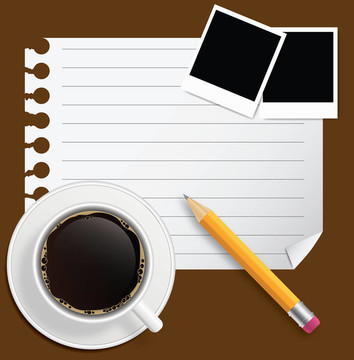 空白书籍咖啡和相框插图业务主题